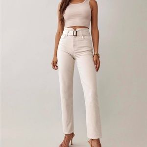 NEW - Reformation Cynthia Belted High Rise Straight Jeans (25)